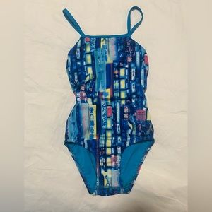 Speedo Printed Double X Back One Piece